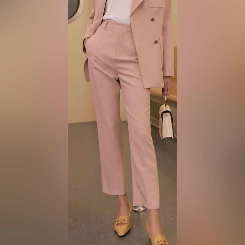 High Waist Solid Tailored Pants
